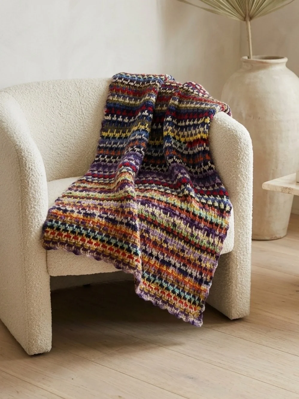 Rare Vintage 60s 70s Multicolor Crochet Afghan Psychedelic Scrappy Blanket Quilt